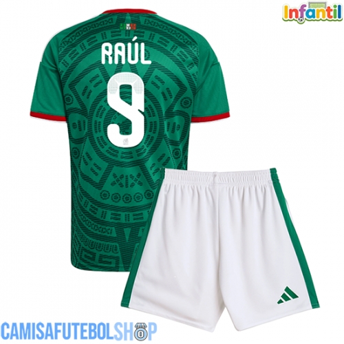 Camisa de time de futebol México Raul Jimenez #9 Replicas 1º Equipamento Infantil Mundo 2026 Manga Curta (+ Calças curtas)